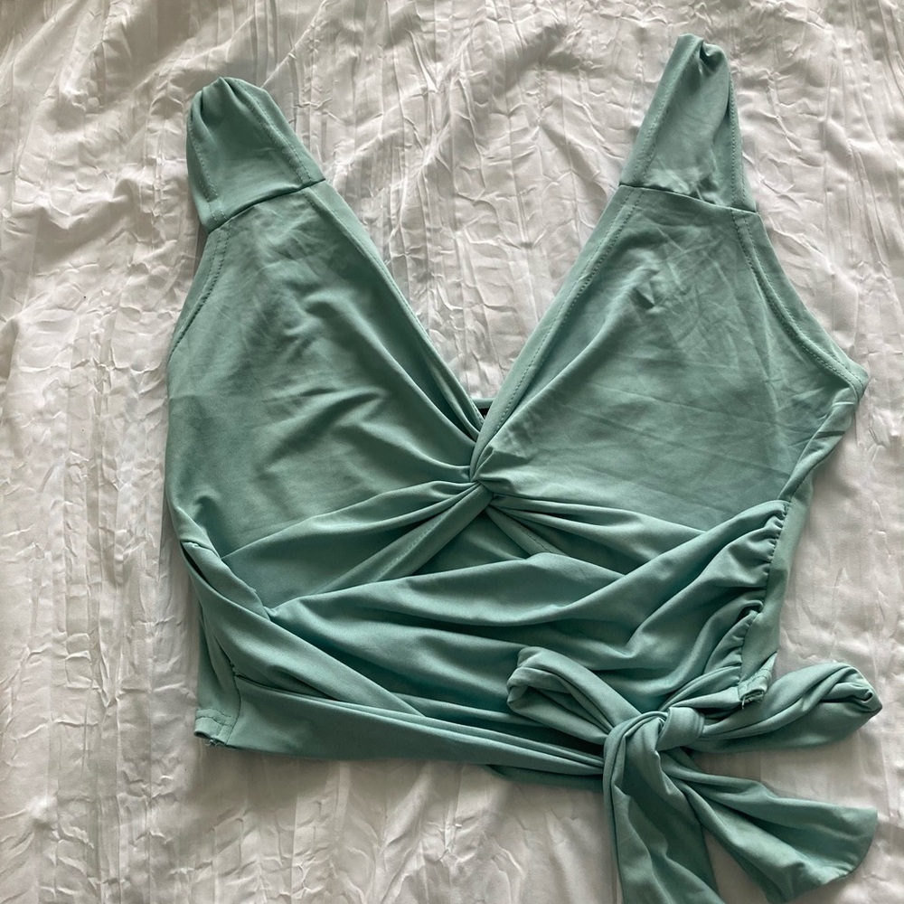 Mint Crop Top with Cutout